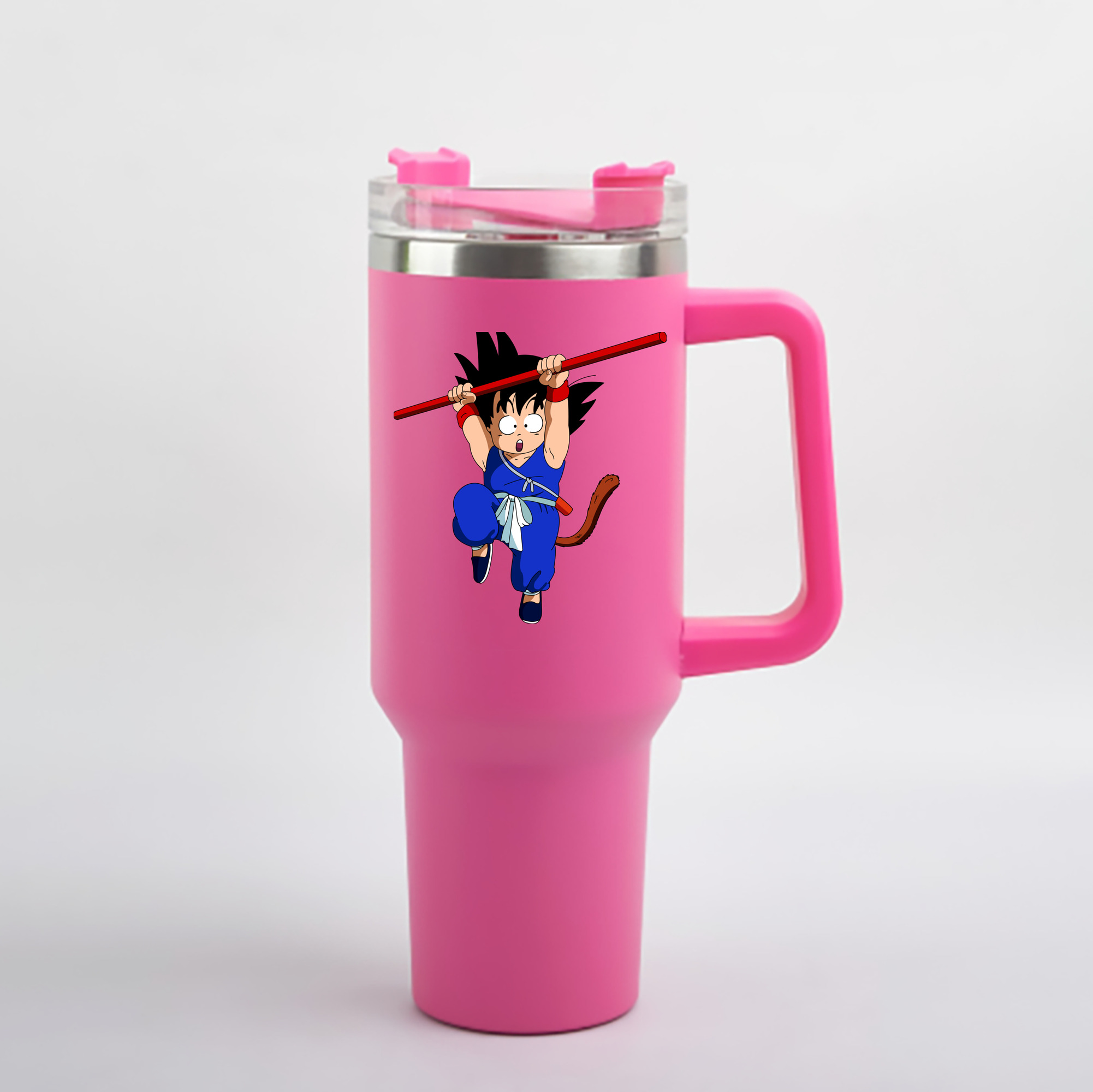 （画像用） ドラゴンボール 孫悟空（そん ごくう）Son Goku カカロット DRAGON BALL Kakarotto 1200mL車用タンブラー - クリスタルステッカー（プラスチックストロー付き）